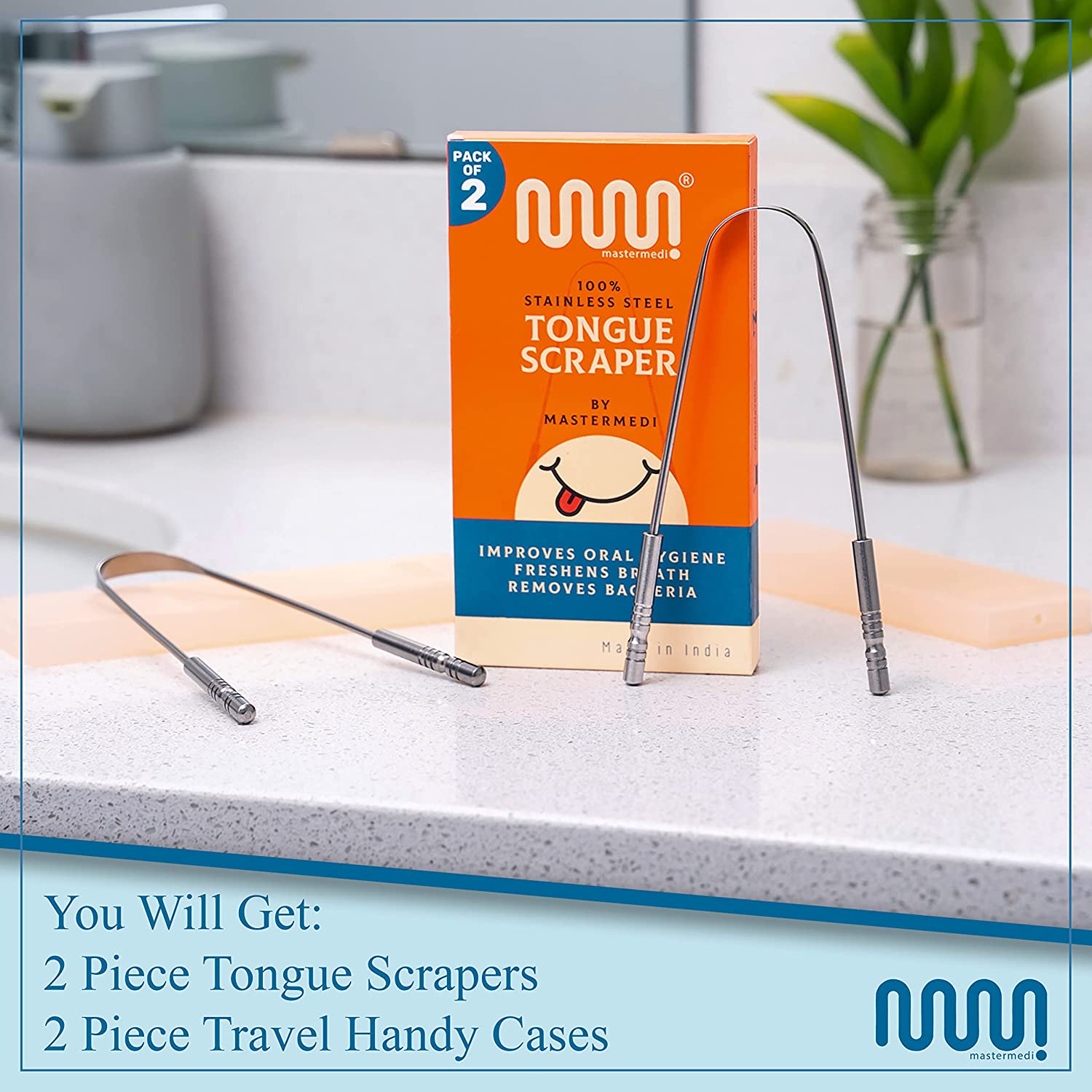 Tongue Scraper - Stainless Steel - Fresh Breath - Hygienic